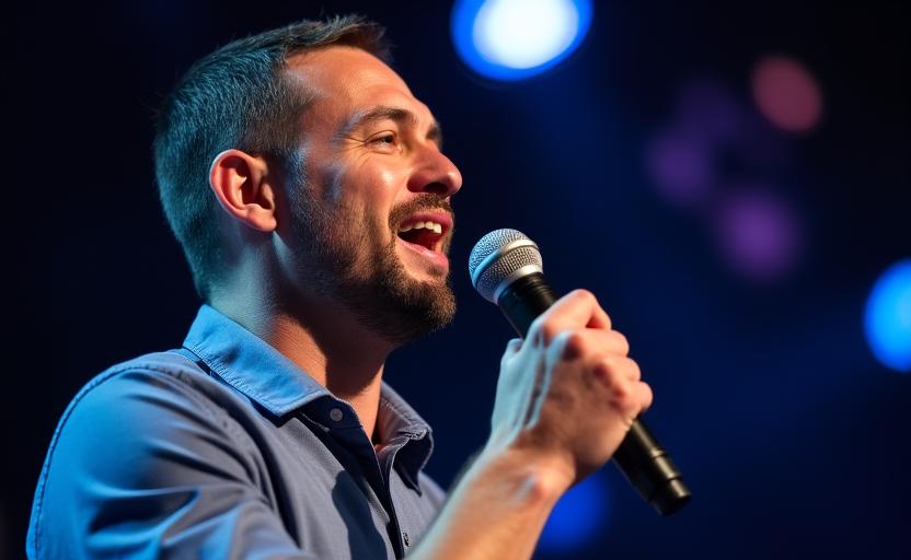 講演者の表情を捉えたクローズアップ